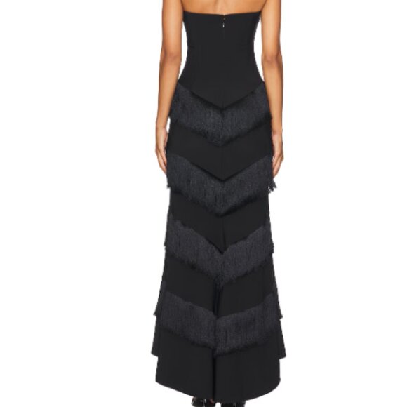 Revolve House of Harlow 1960 Black Hera Fringe Maxi Dress XS - Picture 2 of 9